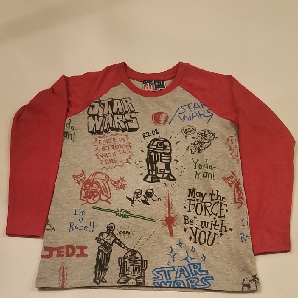 GAP Star Wars Kids Long Sleeve Tee - Red and Gray
